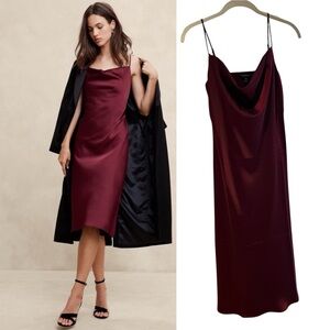 Banana Republic Bright Wine Burgundy Midi Dress NEW w/ tag